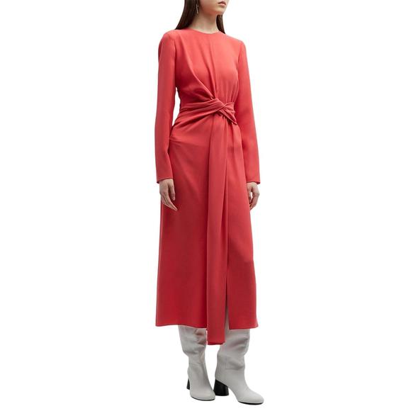 NEW LAFAYETTE 148 finesse crepe twist dress in coral - Picture 1 of 3